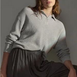 Lunya Cozy Cotton Silk Polo Pullover In Gray L/XL NWT